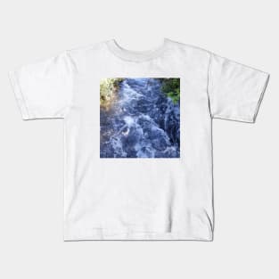 A flowing river,river, flow, water, turquoise, navy, blue, vegetation, paradise, island, summer, beach, adventure, foam, tropical, exotic, aqua, rain, xmas, holidays, Kids T-Shirt